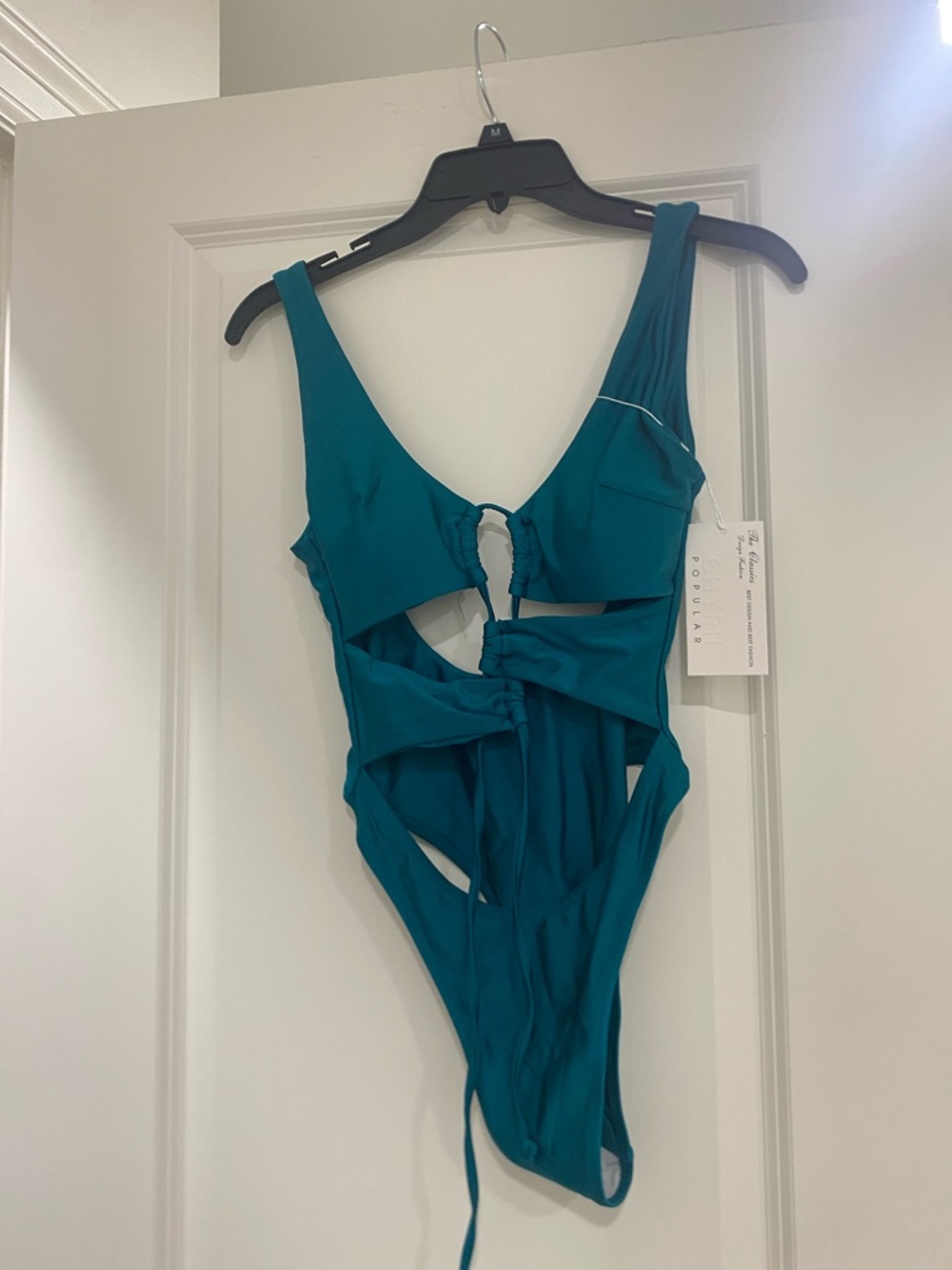 Popular Women's Teal Cutout One-Piece Swimsuit